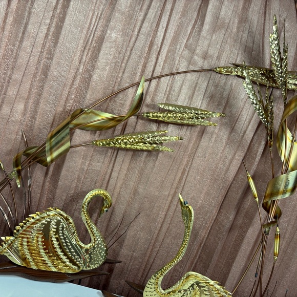 vintage mid-century modern metal and wood wall hanging